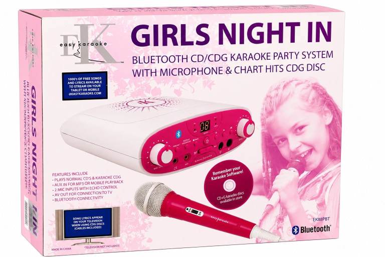 Easy Karaoke Girls Night In Bluetooth CD/CDG Karaoke System - NEW