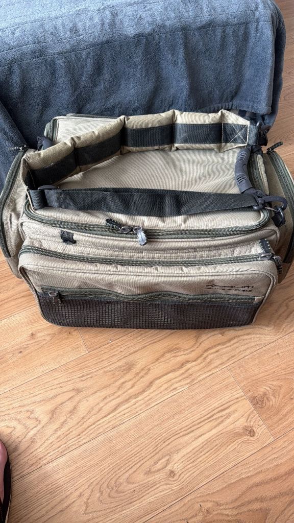 Large Grey Fabric Bag with Multiple Compartments