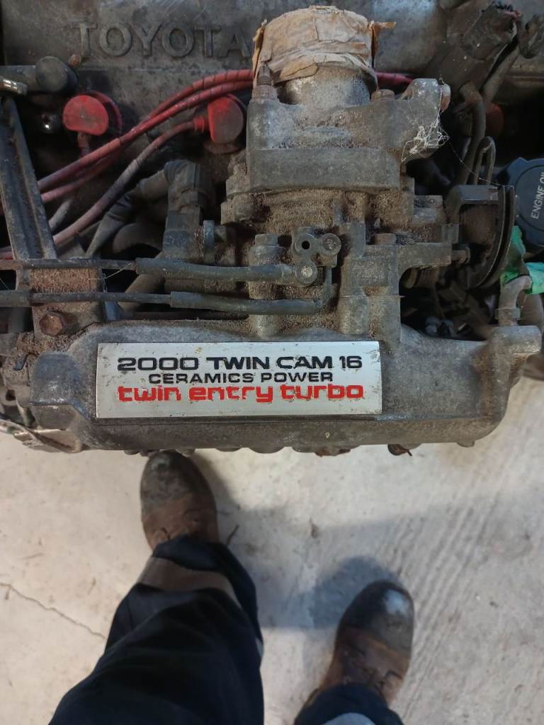 Toyota MR2 turbo engine, with gearbox and wiring
