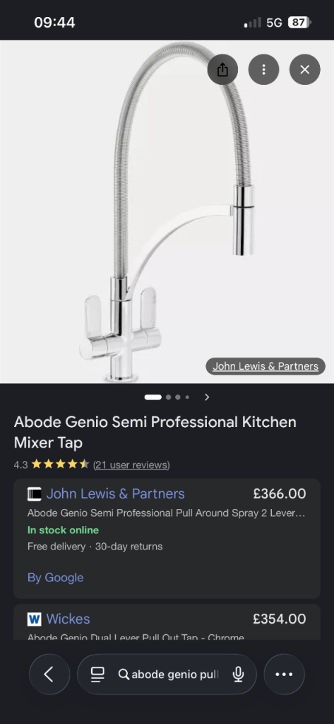 Abode Genio Chrome Pull-out kitchen mixer tap 