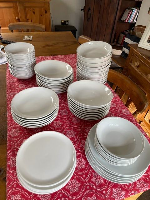 Assorted  white Ceramic Dinner Plates and Bowls