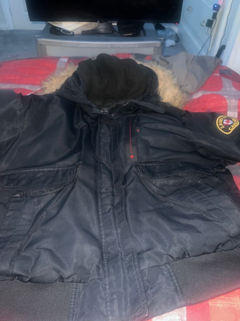 Men's Black Winter Parka Jacket with Faux Fur Hood