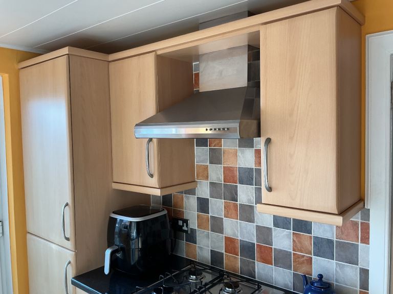 Kitchen units and Cooker hood and fan also large corner unit 