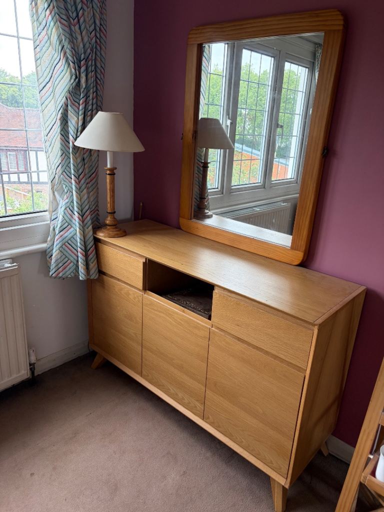 Wooden Dressing Table with Mirror and Storage – Good Condition