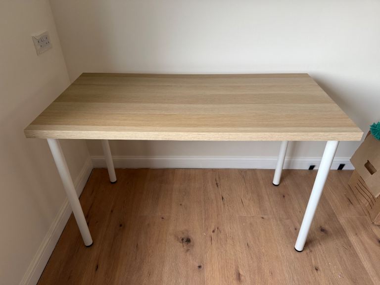 Small Wooden Desk with White Legs – Good Condition