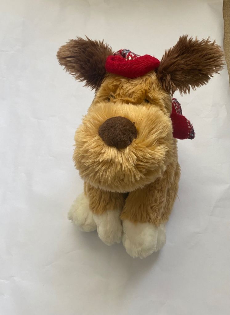  Cuddly toy dog with hat & scarf 