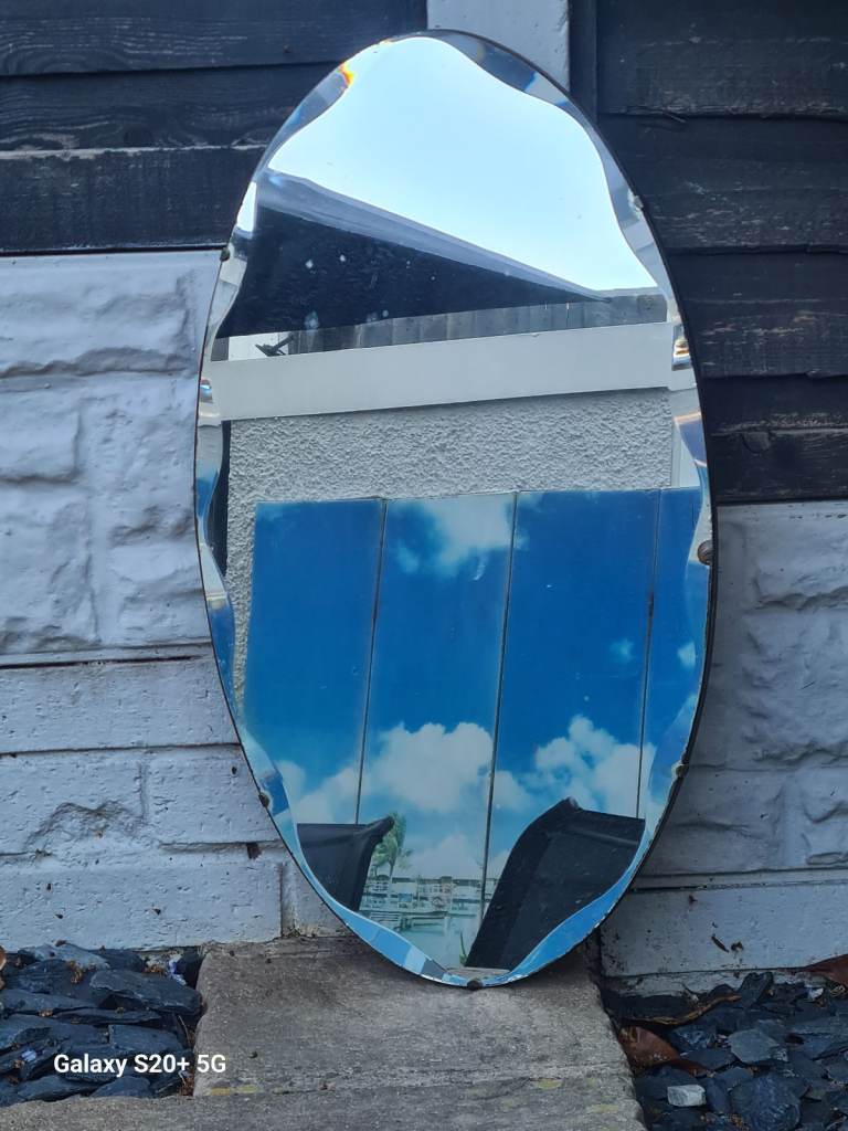 Antique 0val wall chain hanging mirror