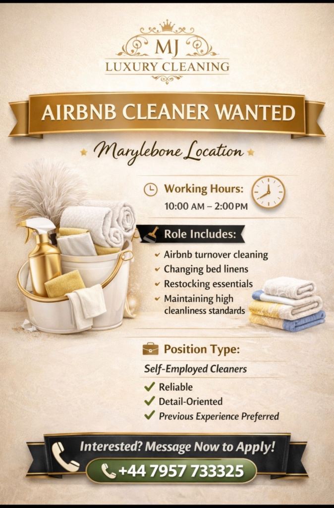 🚨cleaners wanted 🚨Marylebone area