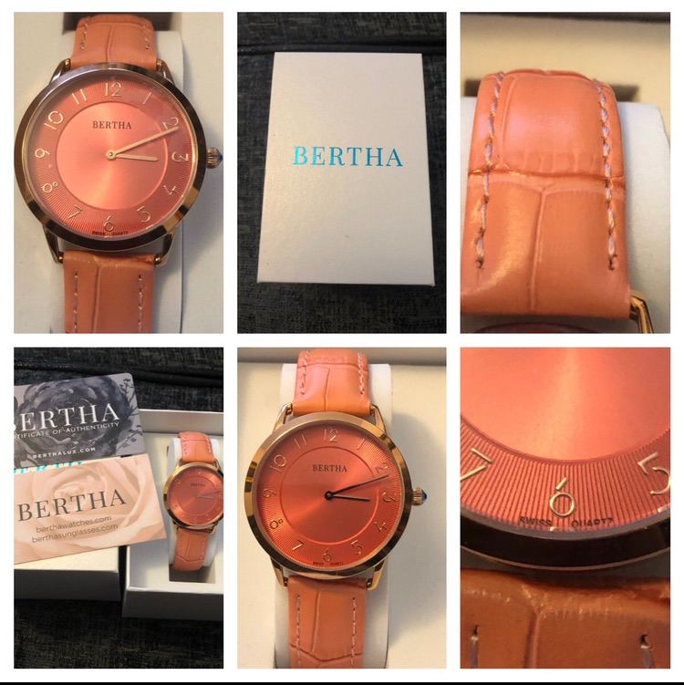 Womans Bertha Abby Watch Coral leather Strap Brand New 