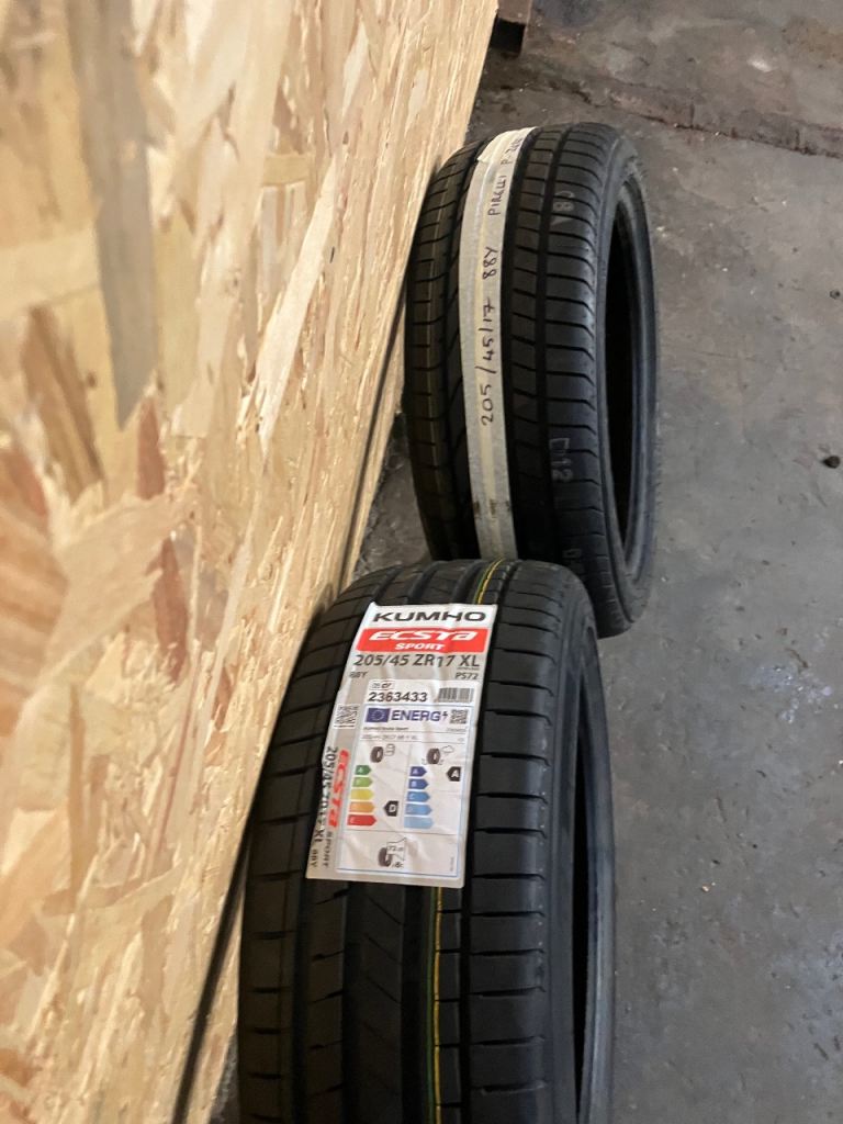 2x brand new 205/45/17 tyres kumho/pirelli
