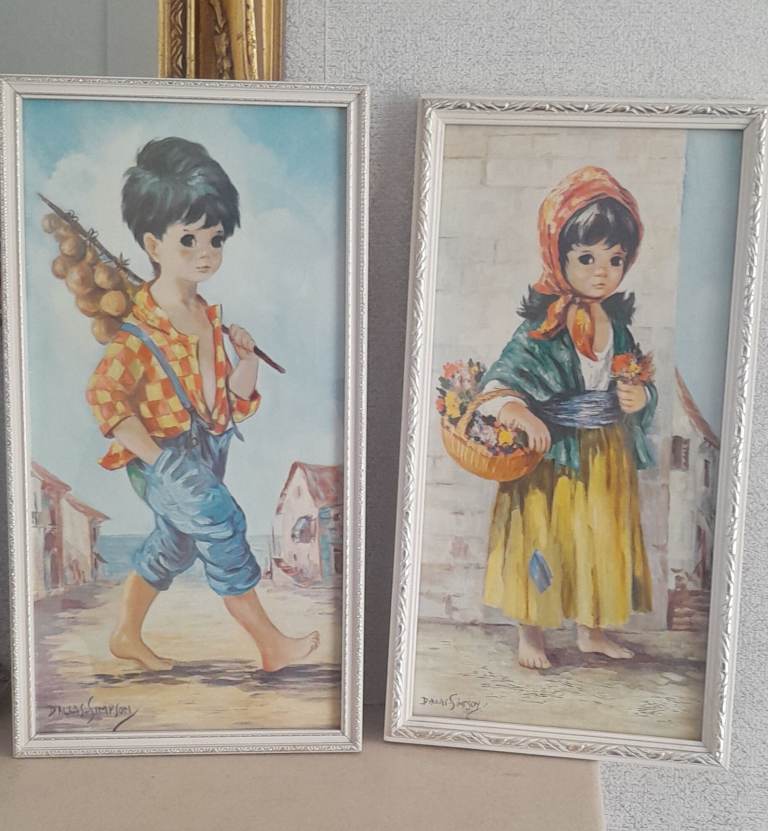 2 Vintage Kitsch 1960's Dallas Simpson Prints