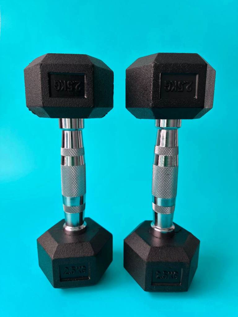 Pair of 2.5kg Hex Dumbbells - New