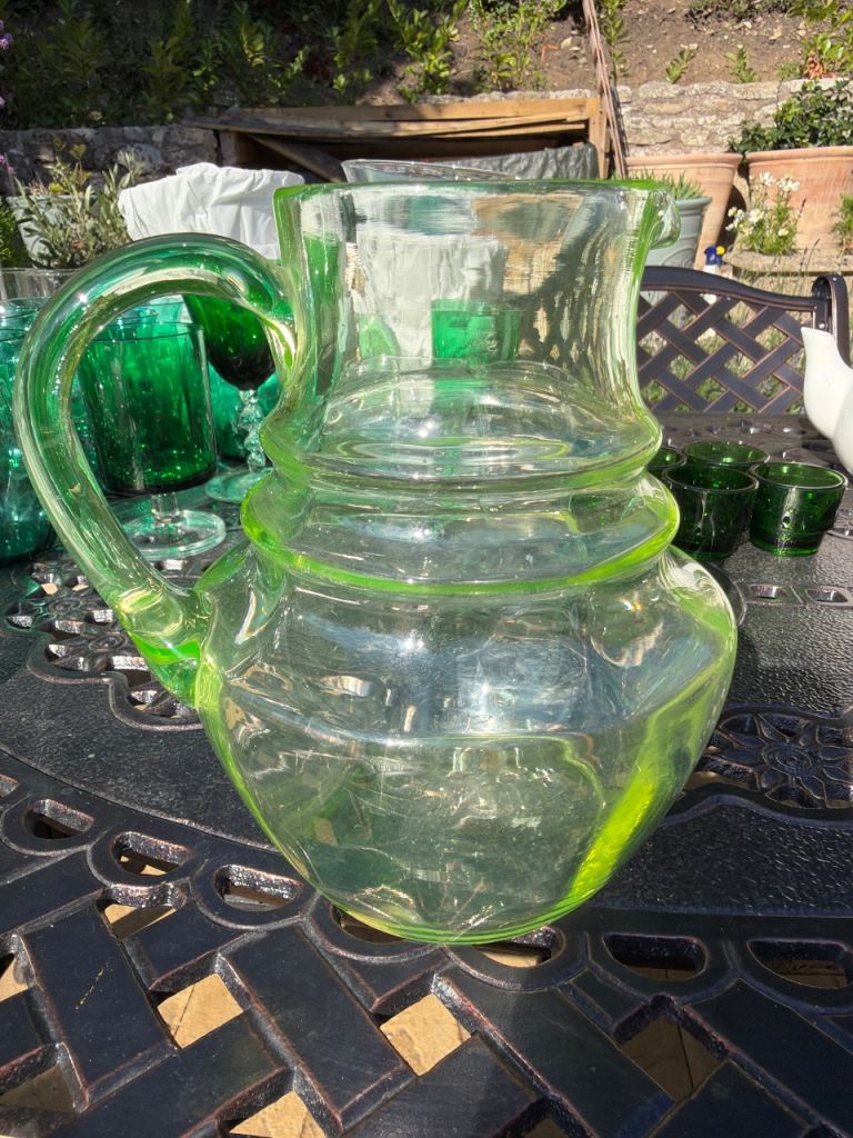 Lovely Green Glass Jug – Good Condition