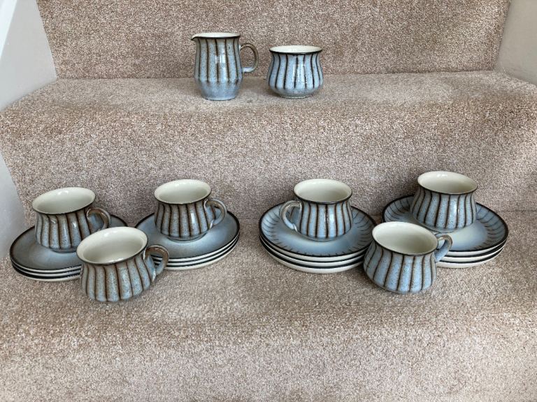  Denby “Studio” Ceramic Tea Set - Cups, Saucers, Jug