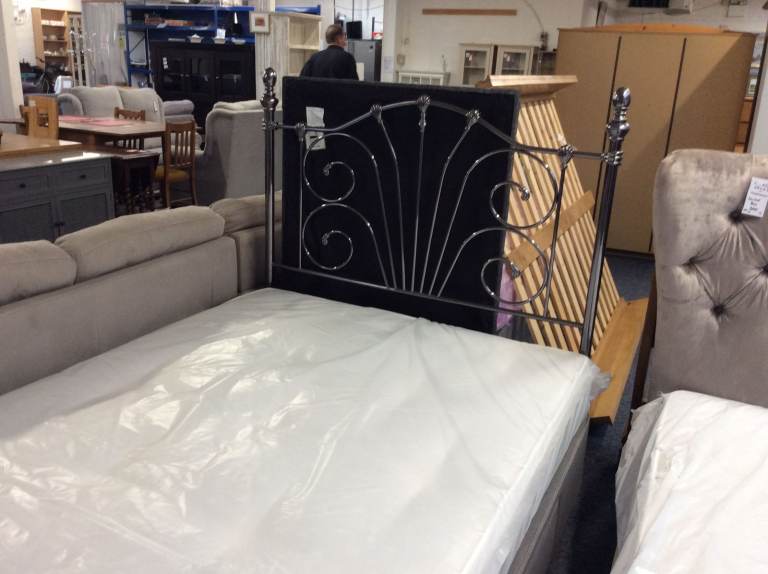 Double divan bed base with metal head board #65026 £150.00