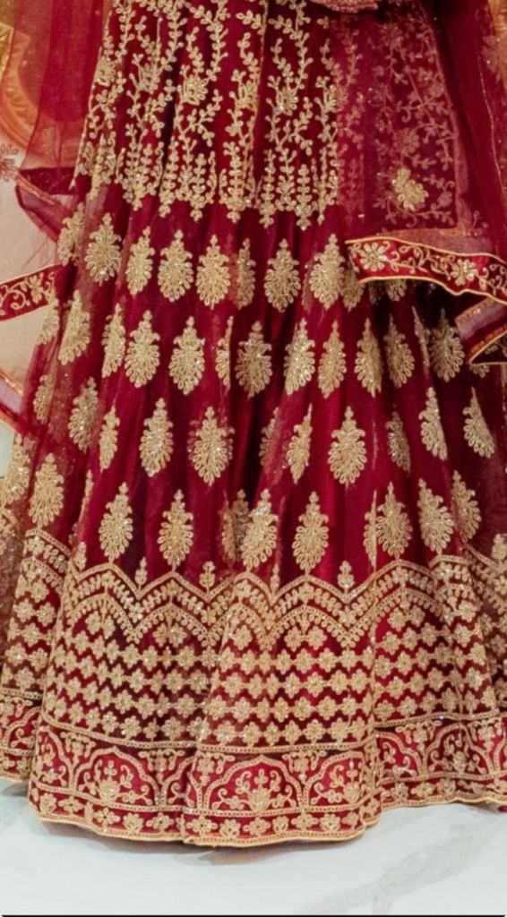 Wedding Bridal Lehnga With Shirt, Dubatta  (Maroon + Gold)