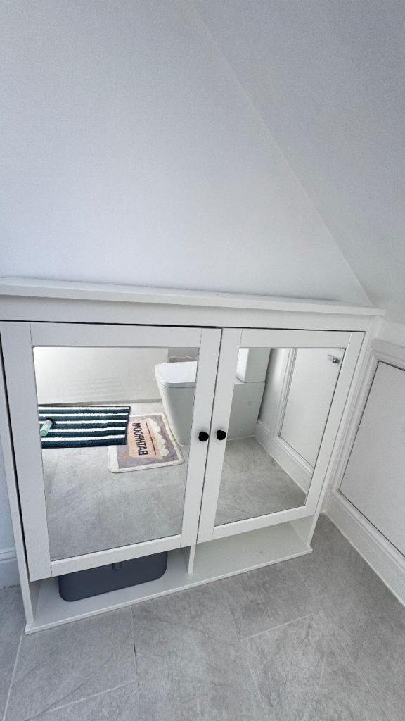 IKEA HEMNES White Mirror Bathroom Cabinet with Two Doors
