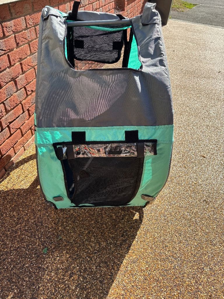 Bike Trailer for Kids or Pets - Grey and Mint Green, Good Condition