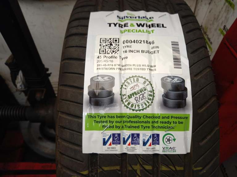 205-45-R16 87w Green Plus Hilo 6mm Partworn Pressure Tested Tyres