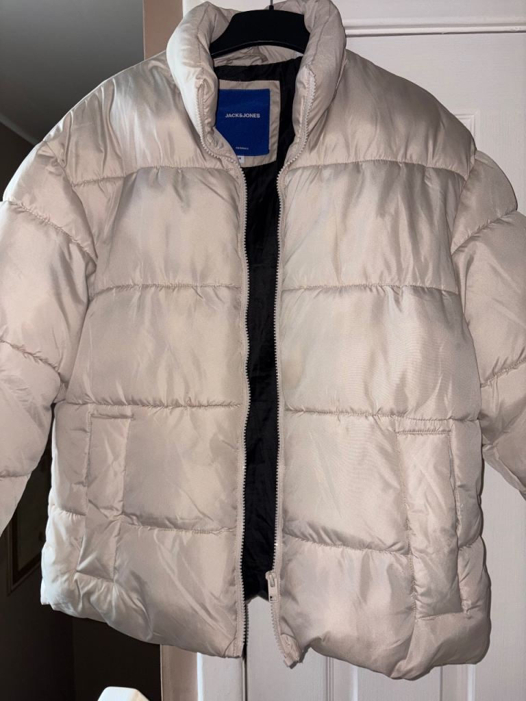 JACK & JONES Puffer Jacket - Beige, Size Medium