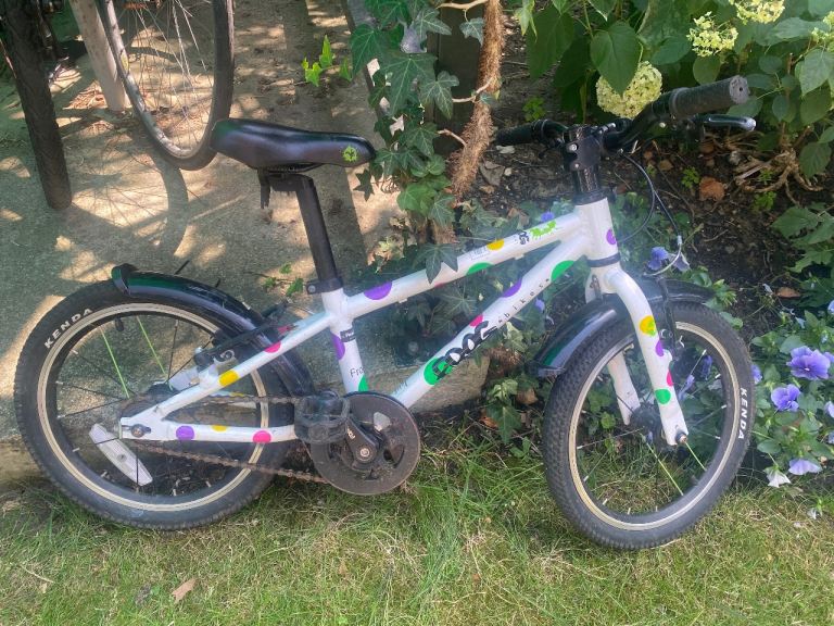 Frog Kids Bike (48) 16-inch – White with Polka Dots, Good Condition