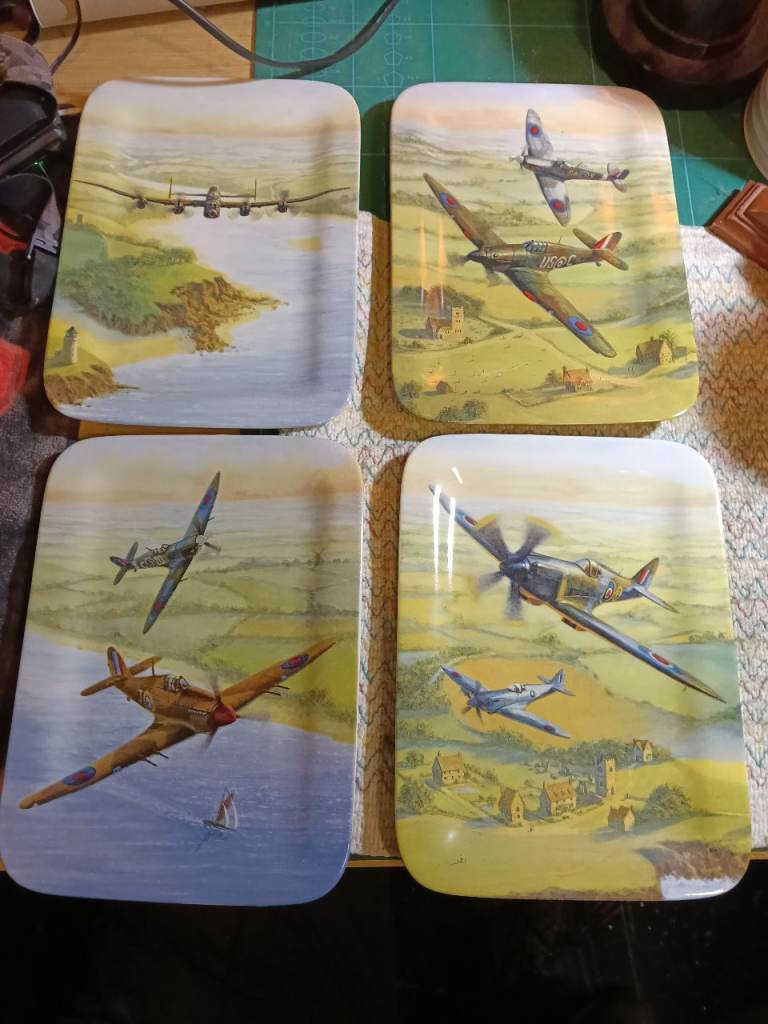 Limited Edition Military Aircraft Davenport Pottery Plates x 4. Collectable.