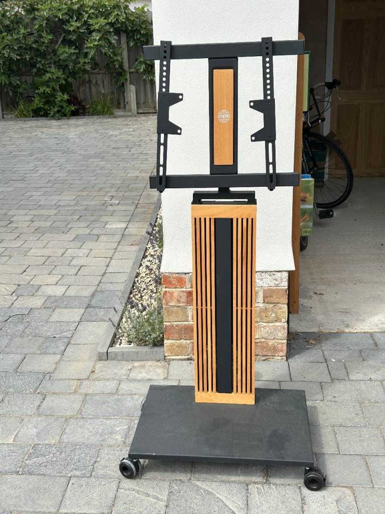 Mobile TV Stand with Wheels - Black and Wood Finish
