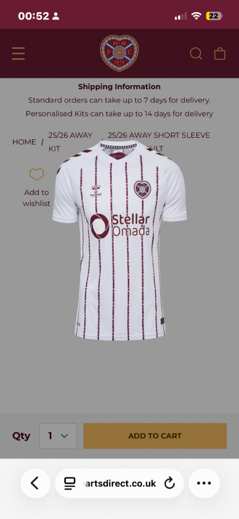 Free Hearts home and away strips 1000 of each