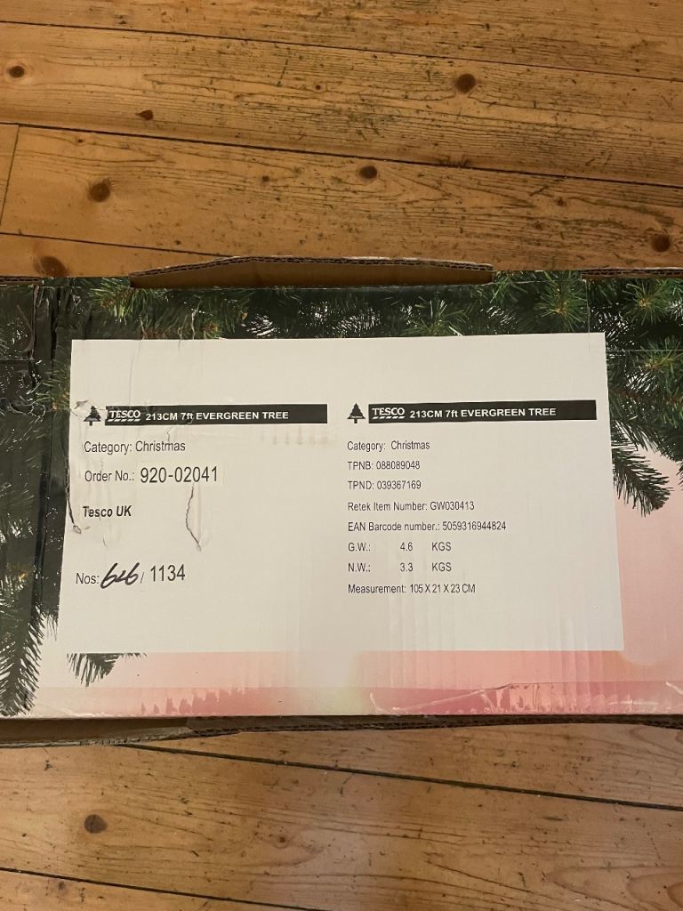 Tesco 7ft Artificial Evergreen Christmas Tree