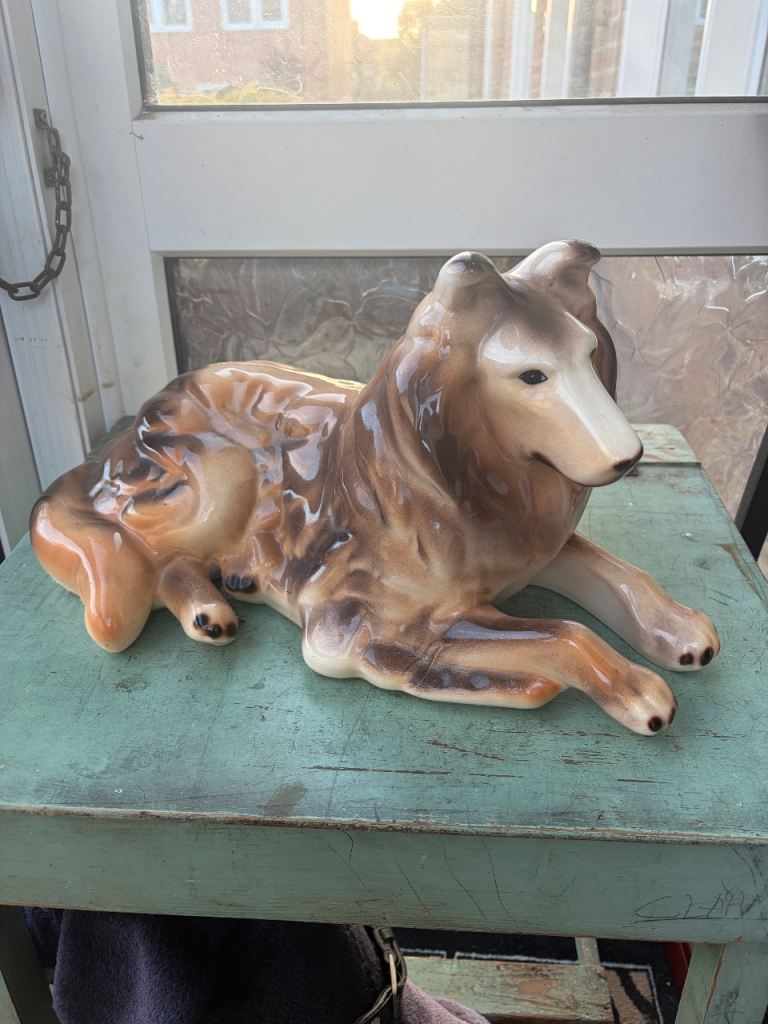 image for Ceramic collie dog figurine W17in D9in H9in 