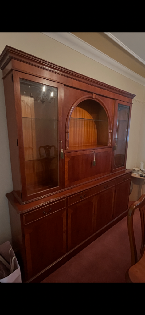 Mahogany display/ storage cabinet with lighting.