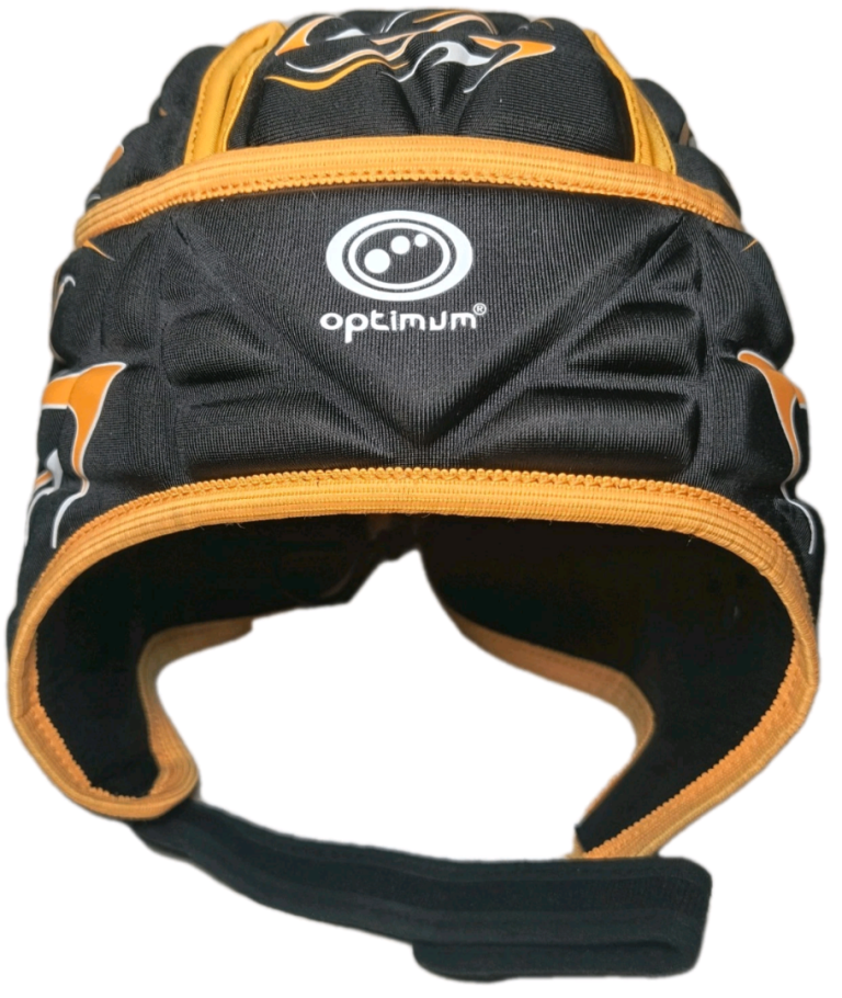 Optimum Inferno Rugby Headguard Size Large Black Orange World Rugby Approved