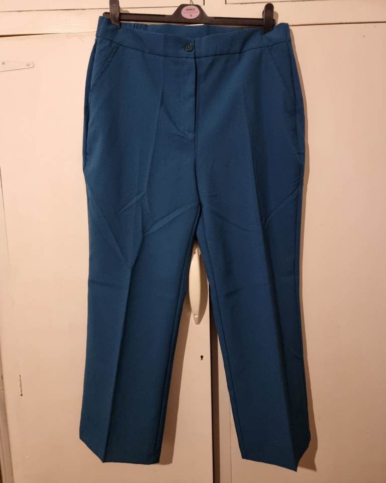 image for New. Damart teal trousers. Size 14. Short/cropped. Inside leg 25inches. 