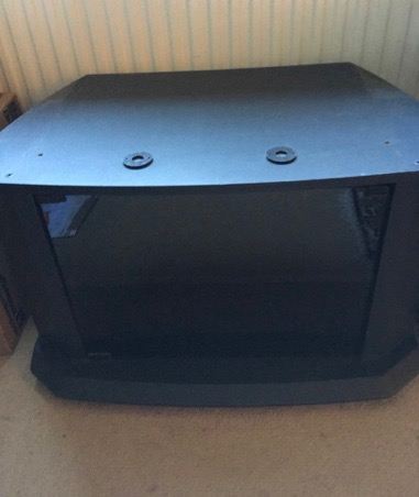 Black Wood TV Stand with tinted glass front