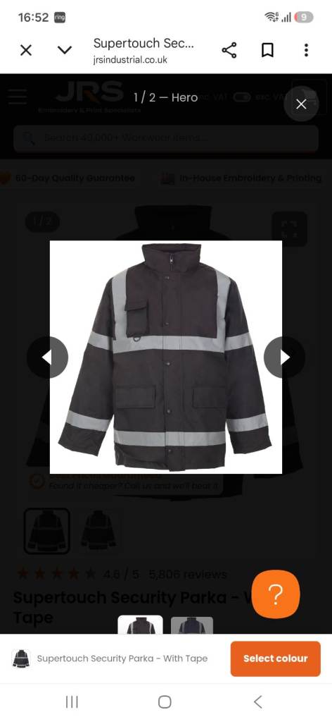 New Supertouch Security Parka – Reflective Tape, Size M