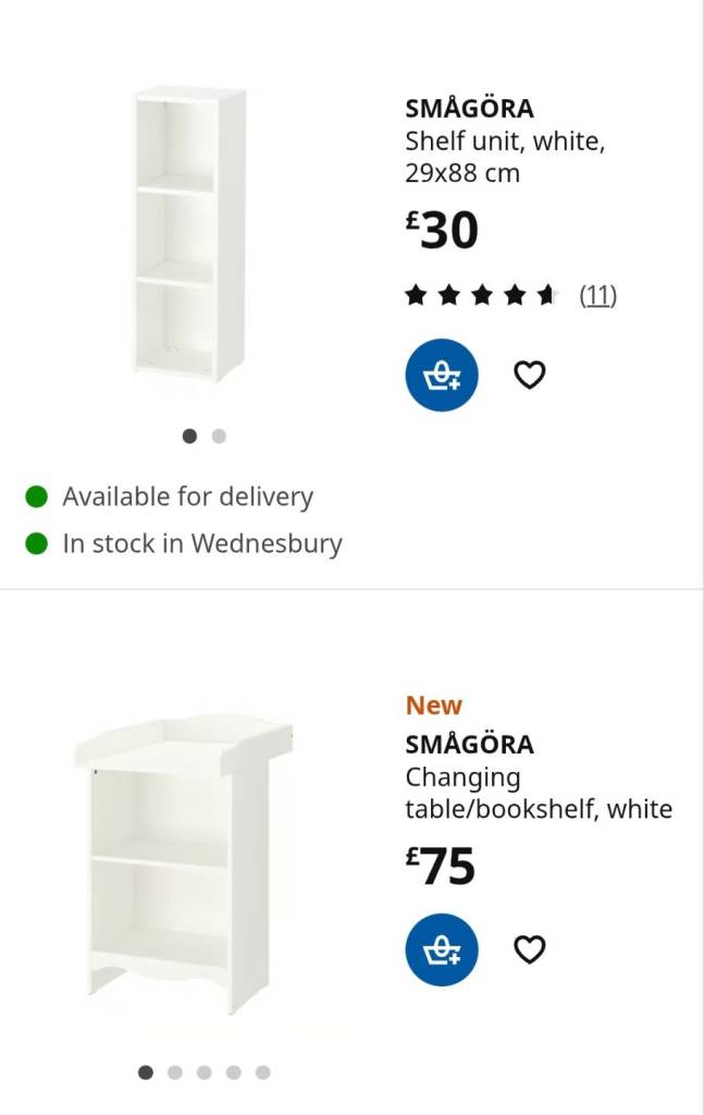 Ikea SMÅGÖRA changing station