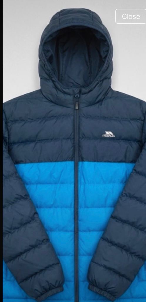 Trespas Men’s two tone blue waterproof hooded jacket 