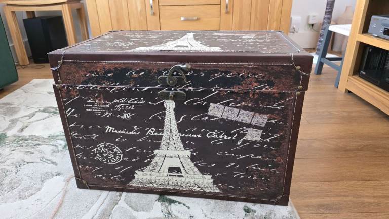Brown Faux Leather Storage Chest - Parisian Style