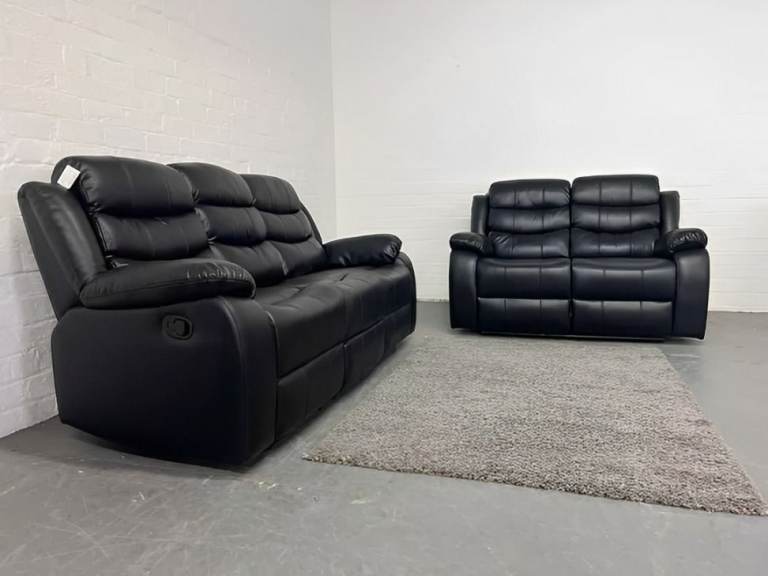 Recliner black sofa set | 3 seater sofa & 2 seater sofa set | Pay on Delivery 