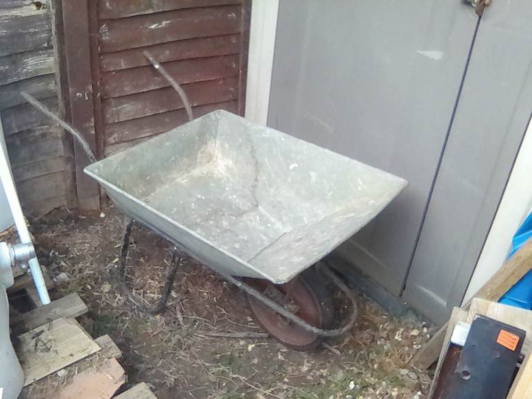 Vintage Galvanized garden wheelbarrow 