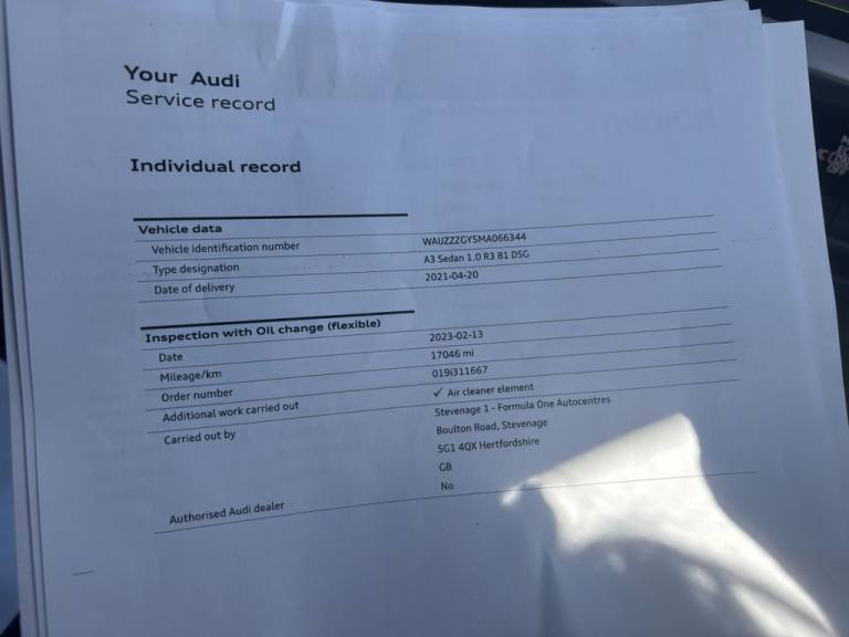 2021 Audi A3 1.0 TFSI 30 Sport Saloon 4dr Petrol S Tronic Euro 6 (s/s) (110 ps) Saloon Petrol Aut...