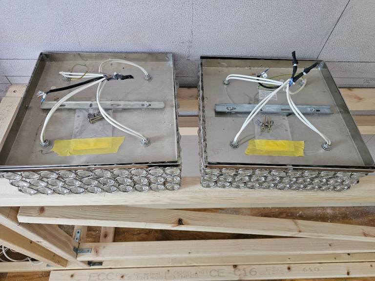 Pair of Modern Crystal Ceiling Lights – Square Design