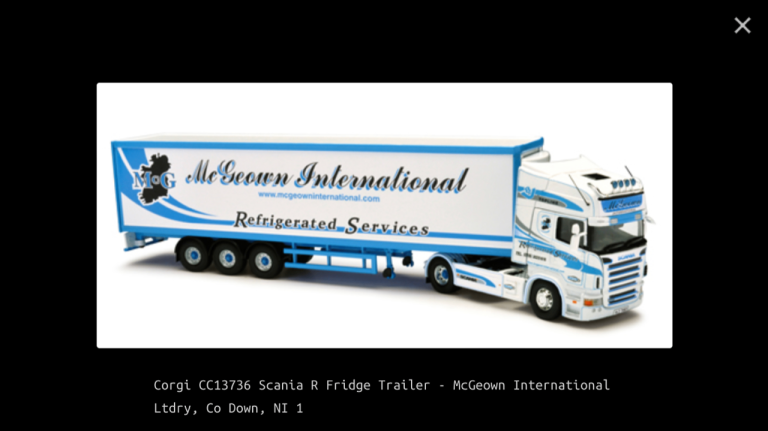 Corgi CC13736 Scania R Fridge Trailer - McGeown International Ltd - Newry, Cert number 1150 OF 1150 