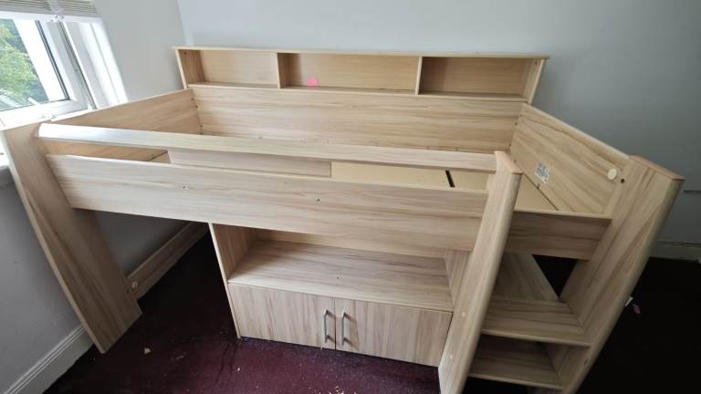 A single bed with  storage