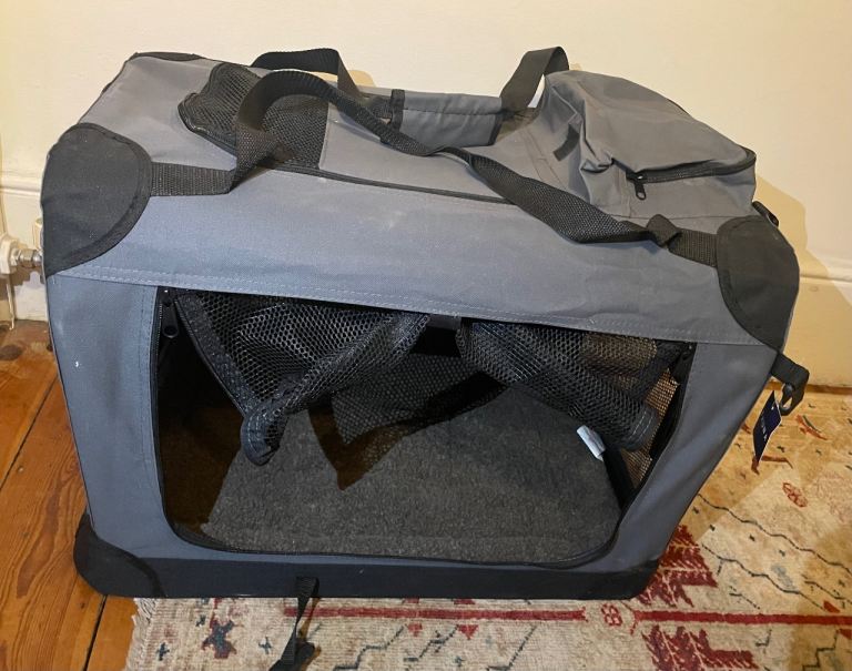 Nearly new grey dog travel carrier 