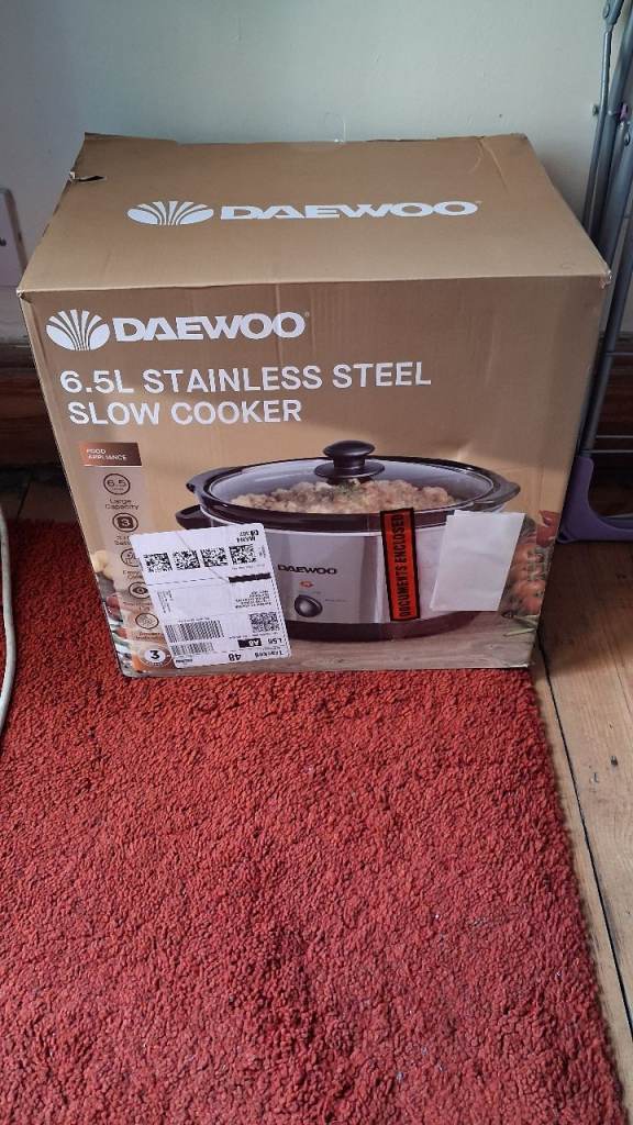 New Daewoo 6.5L Stainless Steel Slow Cooker in Box