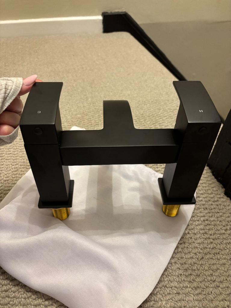 Matt Black Curve Waterfall Tap Dual Lever Bath Tap