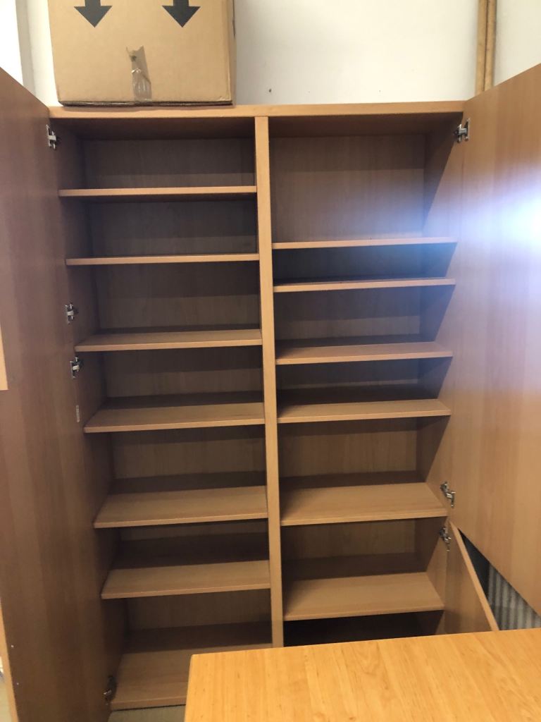 Large Wooden Cupboard / Wardrobe – Shelving Storage – Excellent Condition – Free