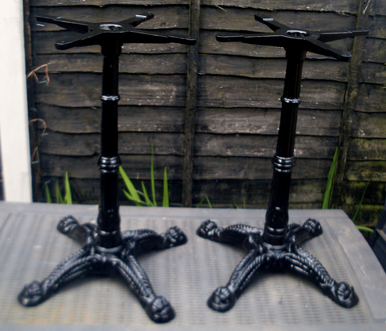 TWELVE ORNATE CAST IRON PUB TABLE BASES (FULLY RESTORED): MICROPUBS, HOME BARS, MAN & WOMAN CAVES