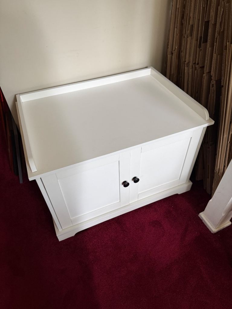 White Wooden Pet Enclosure with Cabinet Doors